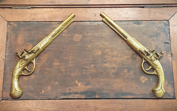 Pair Of Brass Decorative Duelling Pistols / Guns 33cm - OA 3282