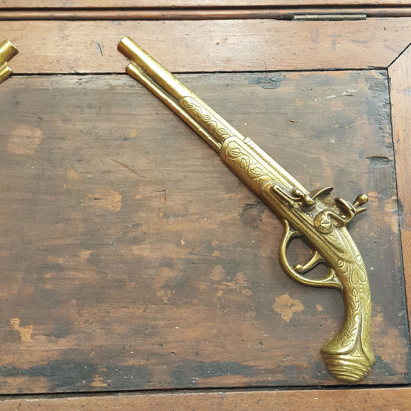 Pair Of Brass Decorative Duelling Pistols / Guns 33cm - OA 3282