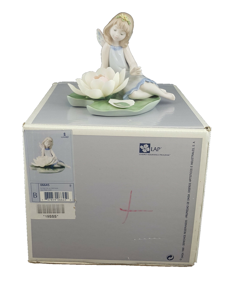 Lladro Figurine Lilypad Love Angel Model 6645 - Damaged