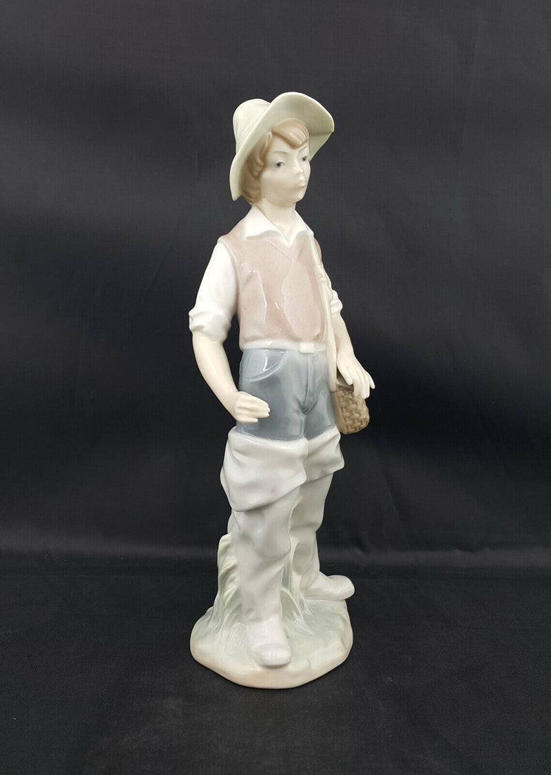 Lladro Figurine Gone Fishing 4809 Boxed - Broken Fishing Rod