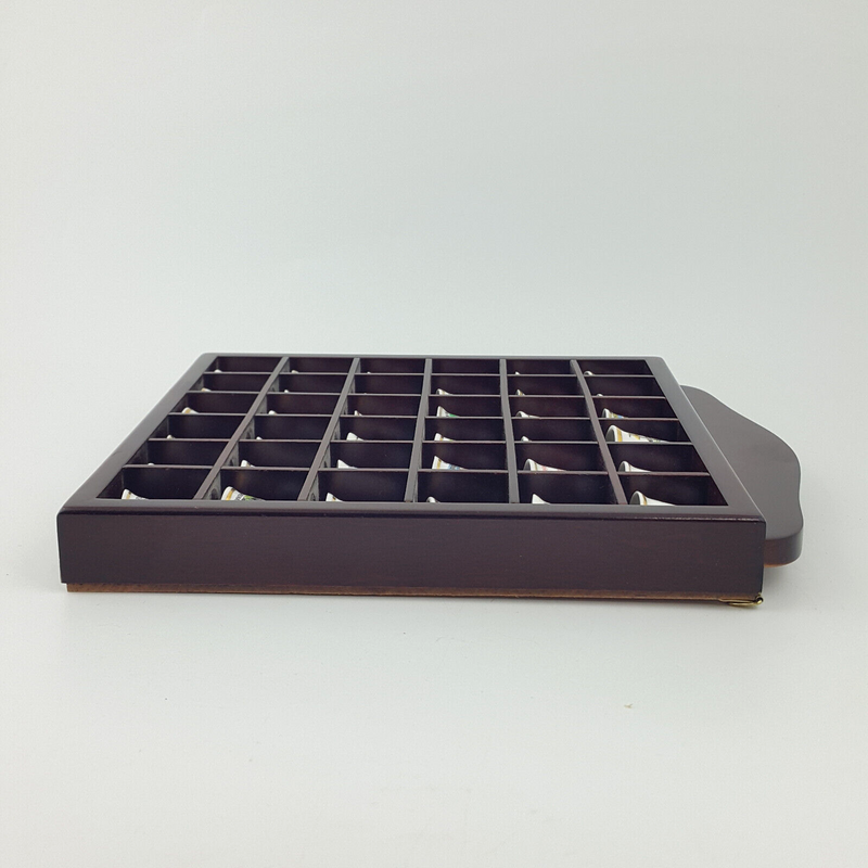 36 x Vintage Decorative Bone China England Thimbles In Wooden Stand - OP 2667