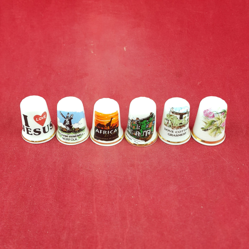 6 x Vintage Decorative Fine Bone China Thimbles - OP 2671