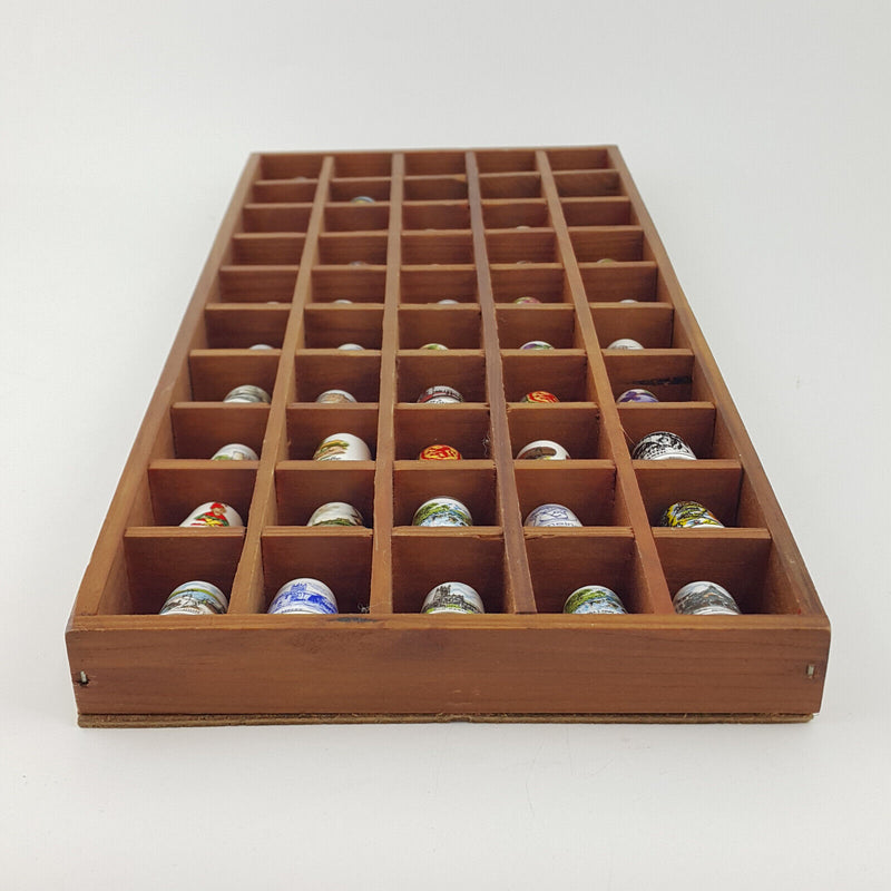 48 x Vintage Decorative Bone China England Thimbles In Wooden Stand - OP 2666