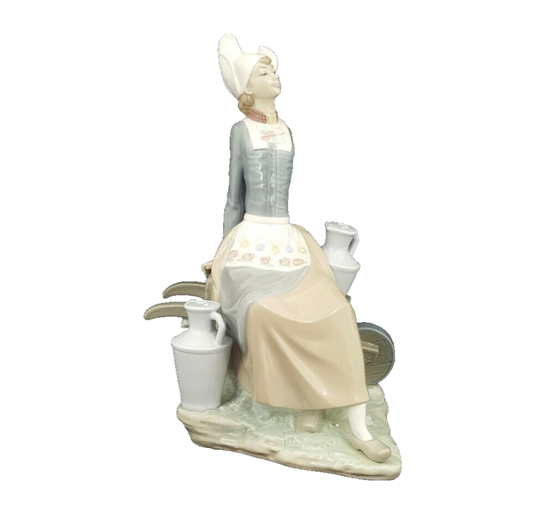 Lladro Figurine 4979 Milkmaid with Wheelbarrow - Dutch Woman