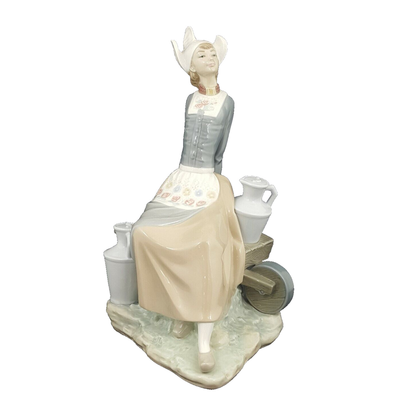 Lladro Figurine 4979 Milkmaid with Wheelbarrow - Dutch Woman