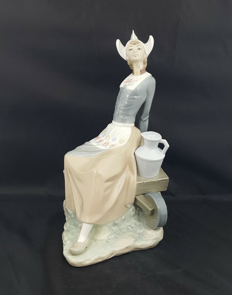 Lladro Figurine 4979 Milkmaid with Wheelbarrow - Dutch Woman