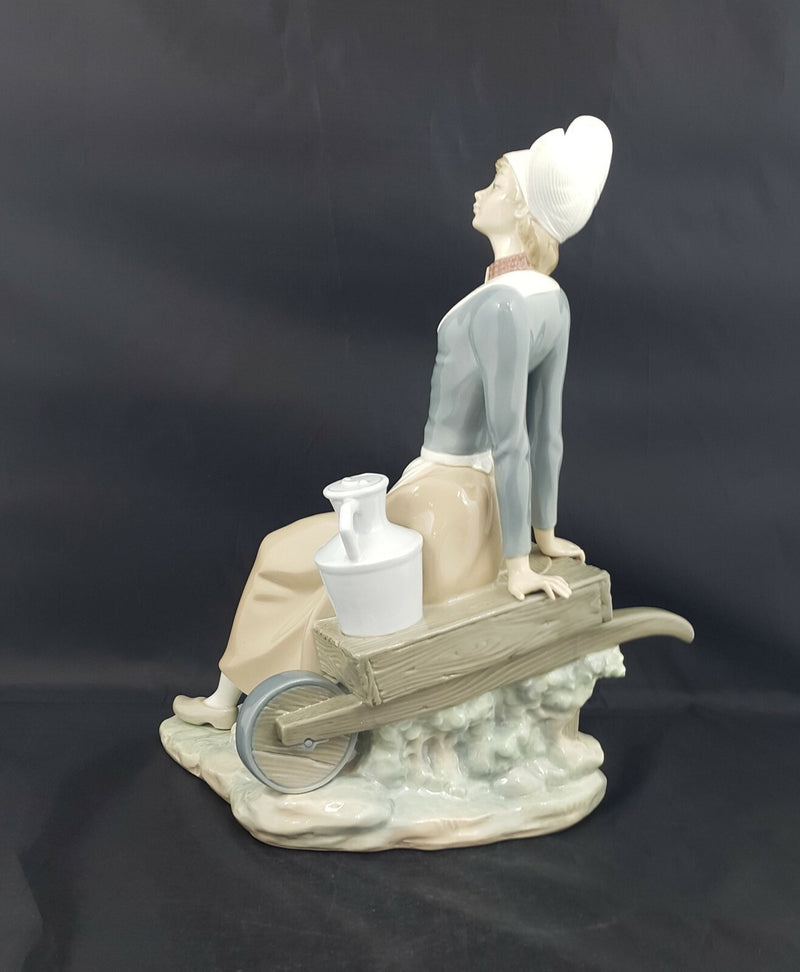 Lladro Figurine 4979 Milkmaid with Wheelbarrow - Dutch Woman