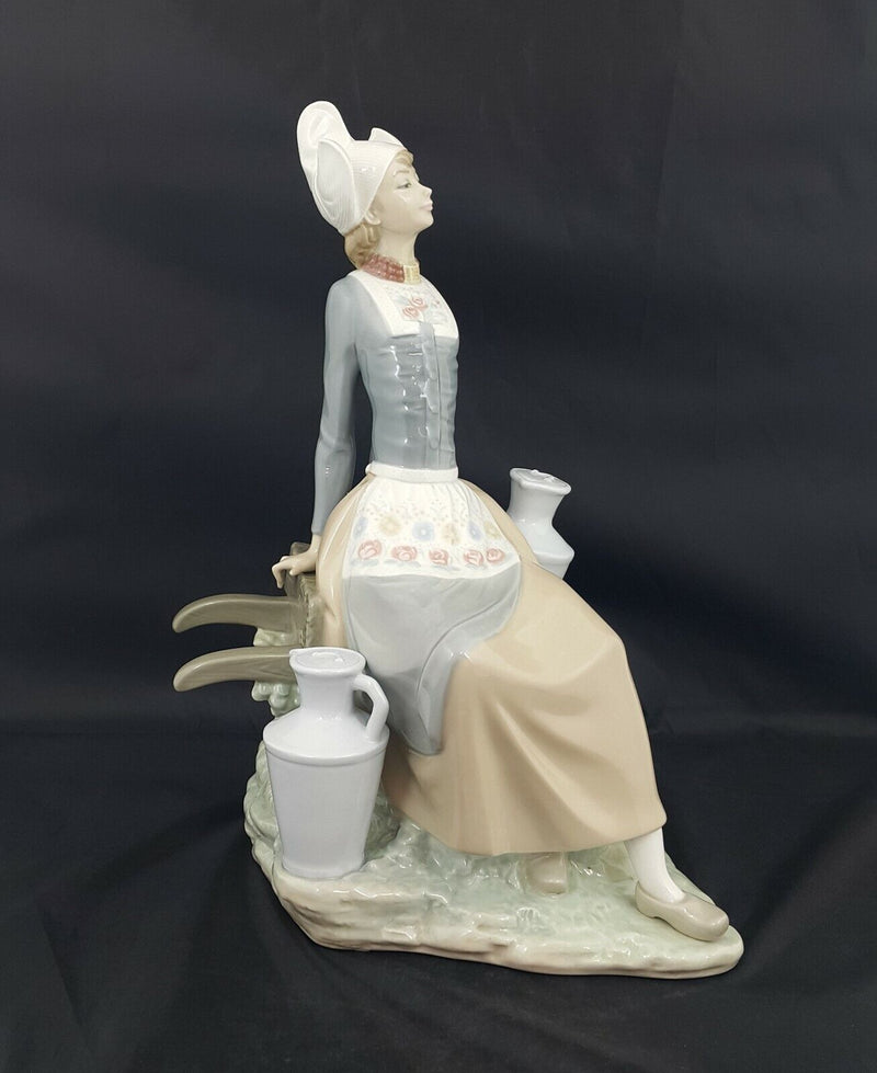 Lladro Figurine 4979 Milkmaid with Wheelbarrow - Dutch Woman