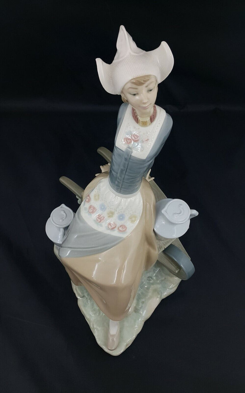 Lladro Figurine 4979 Milkmaid with Wheelbarrow - Dutch Woman