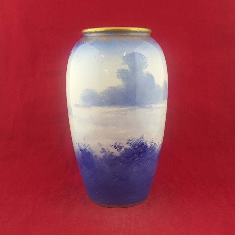 Royal Doulton Blue Vase - Woman & Child - Mother  Daughter In Garden - RD 1779