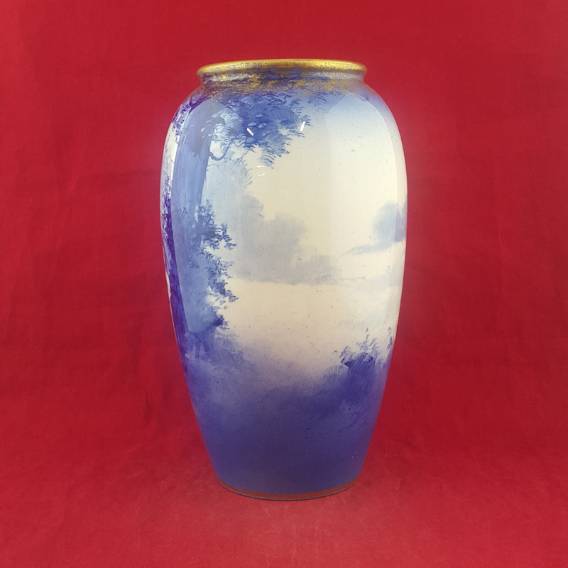Royal Doulton Blue Vase - Woman & Child - Mother  Daughter In Garden - RD 1779