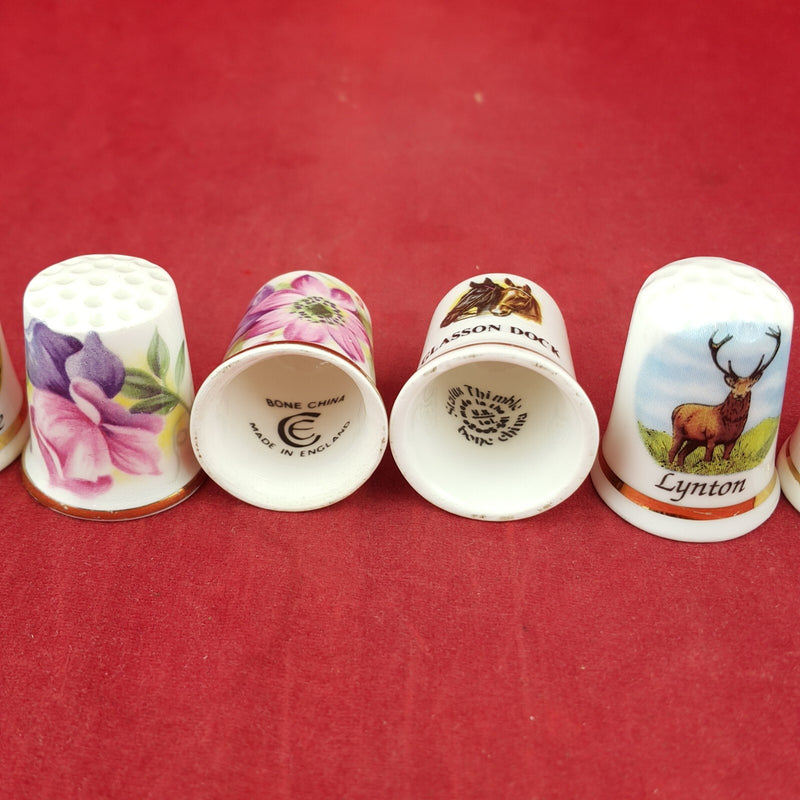 10 x Vintage Decorative Bone China England Thimbles - 7908 OA