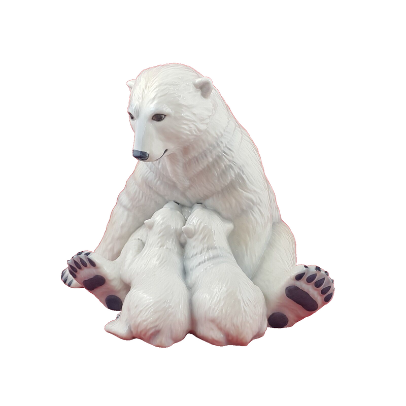 Royal Copenhagen Allan Therkel  Polar Bear with Cubs Motherly Love 087 - 7544RCH