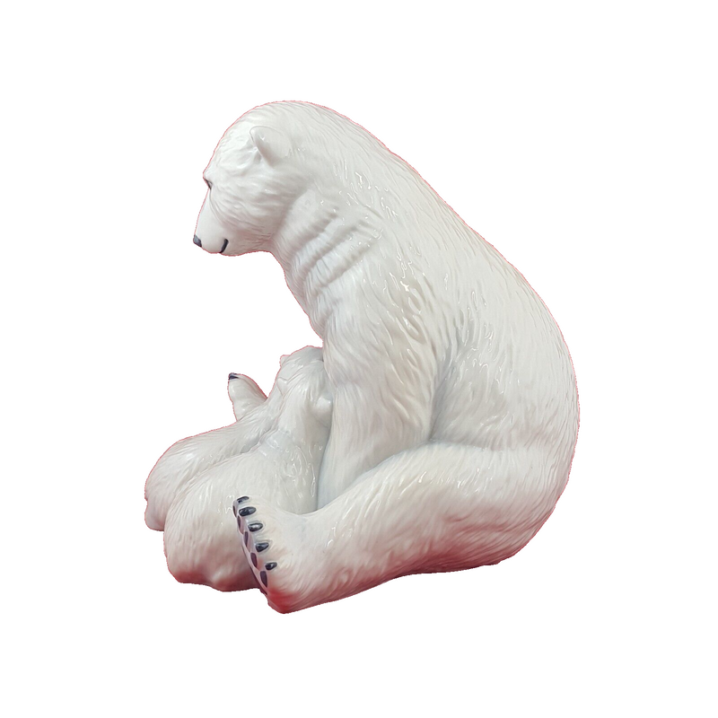Royal Copenhagen Allan Therkel  Polar Bear with Cubs Motherly Love 087 - 7544RCH