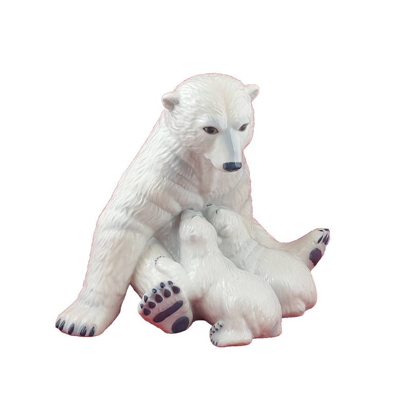 Royal Copenhagen Allan Therkel  Polar Bear with Cubs Motherly Love 087 - 7544RCH