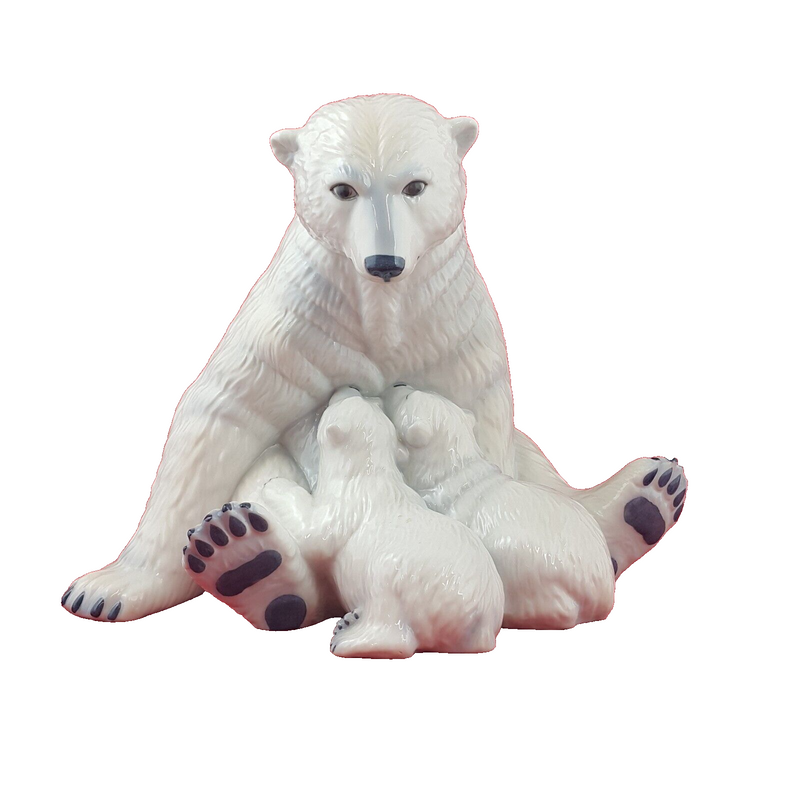 Royal Copenhagen Allan Therkel  Polar Bear with Cubs Motherly Love 087 - 7544RCH
