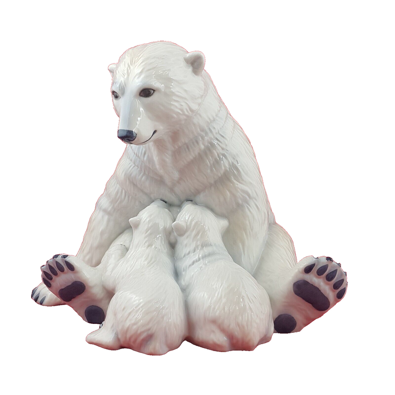 Royal Copenhagen Allan Therkel  Polar Bear with Cubs Motherly Love 087 - 7544RCH