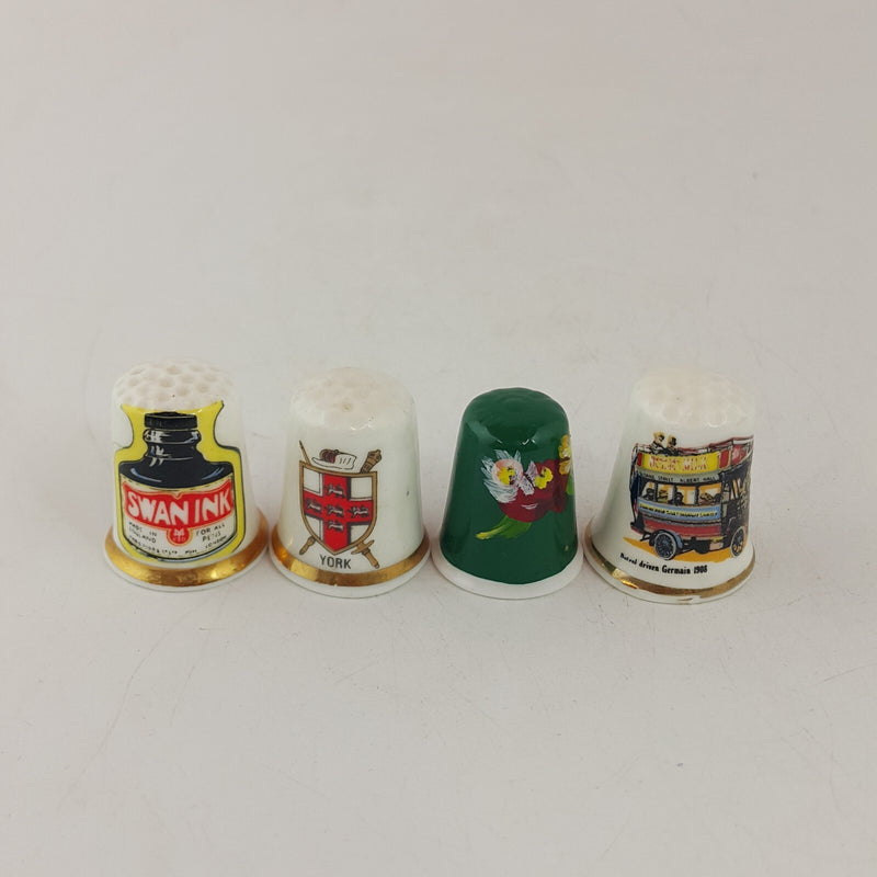 4x Vintage Decorative Bone China England Thimbles - 7914 OA