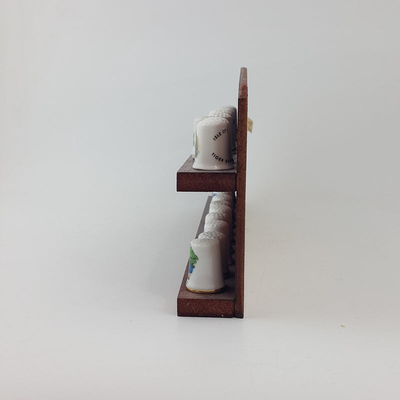 24 x Vintage Decorative Bone China Thimbles In Wooden Stand - 7903 OA