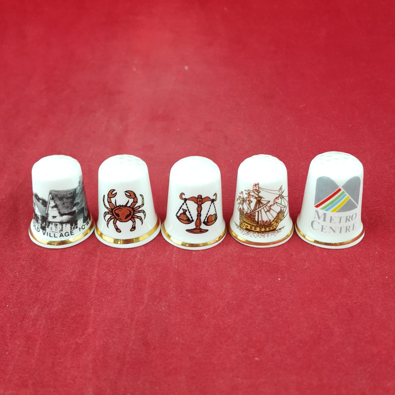 5 x Finsbury Vintage Decorative Fine Bone China England Thimbles - 7906 OA