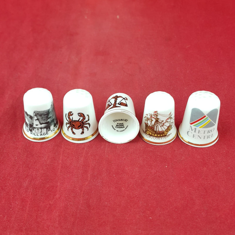5 x Finsbury Vintage Decorative Fine Bone China England Thimbles - 7906 OA