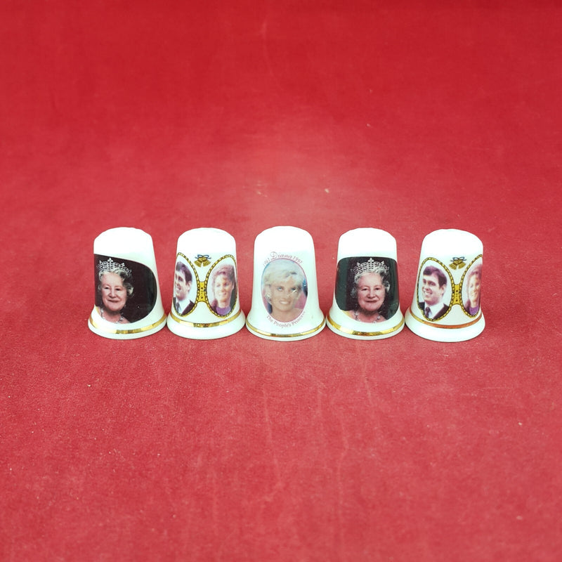 5 x Finsbury Vintage Decorative Fine Bone China England Thimbles - 7906 OA