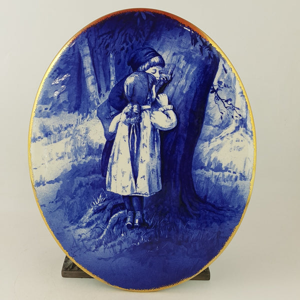 Royal Doulton Girl & Boy at Tree Blue Plaque - 6692 RD