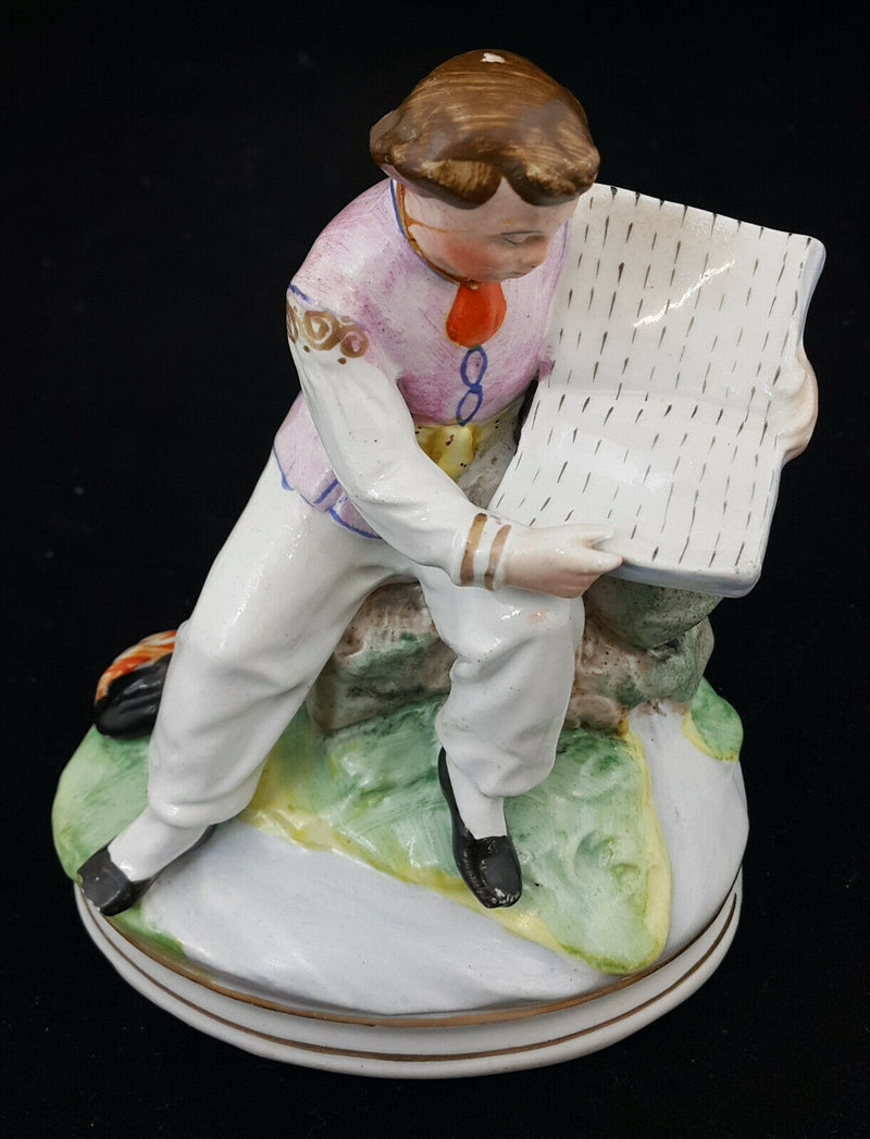 Dresden Figurine Boy Reading Book - Restored