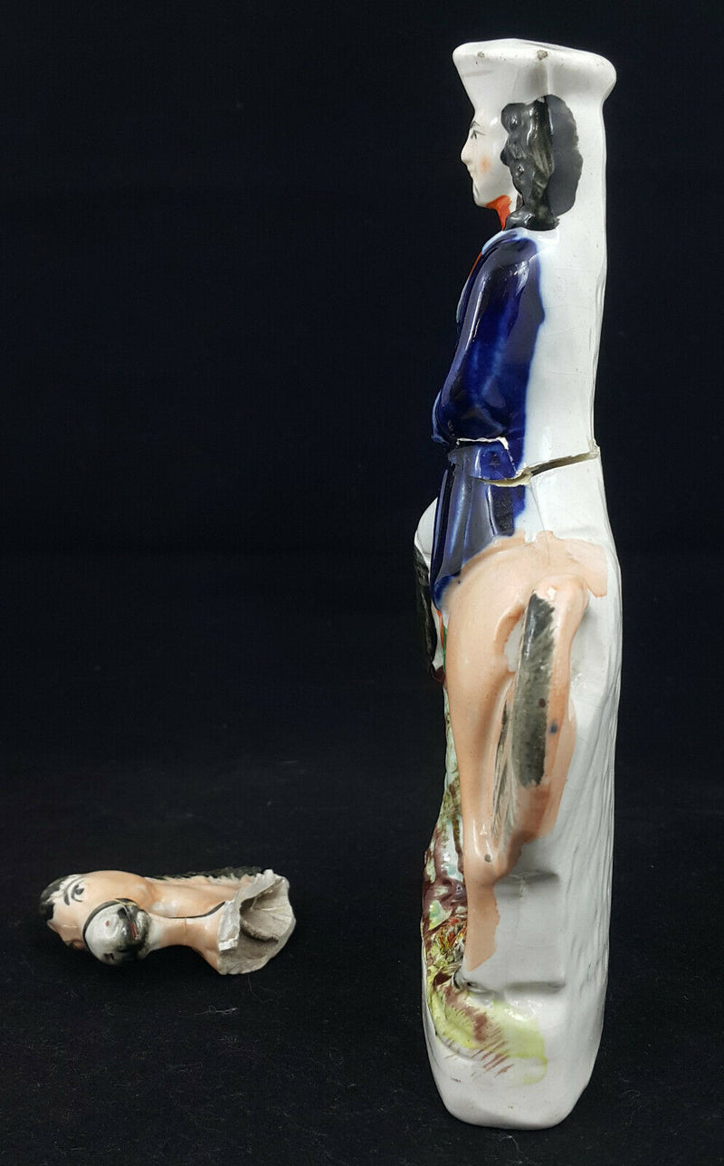 Staffordshire Figurine Man On Horse - Restored