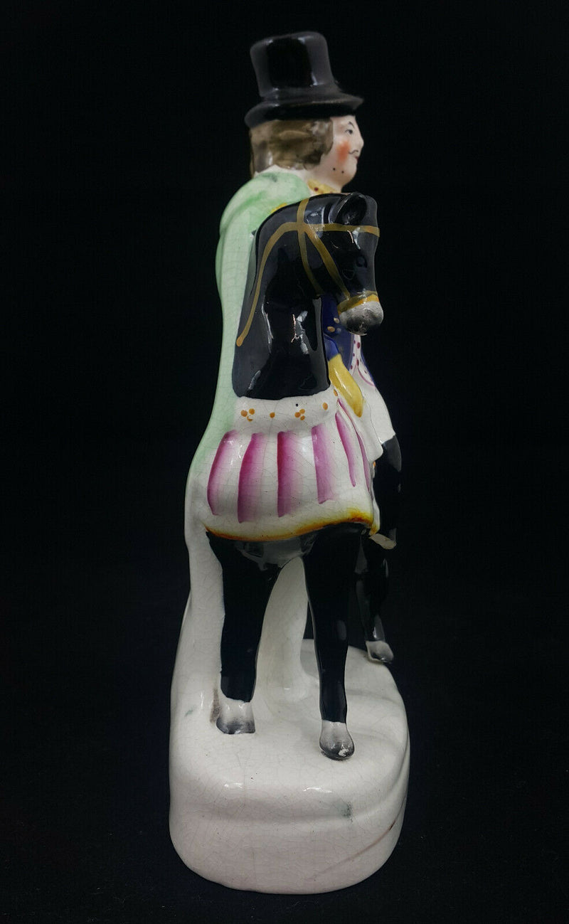 Staffordshire Figurine Dick Turpin on A Black Horse - Damaged