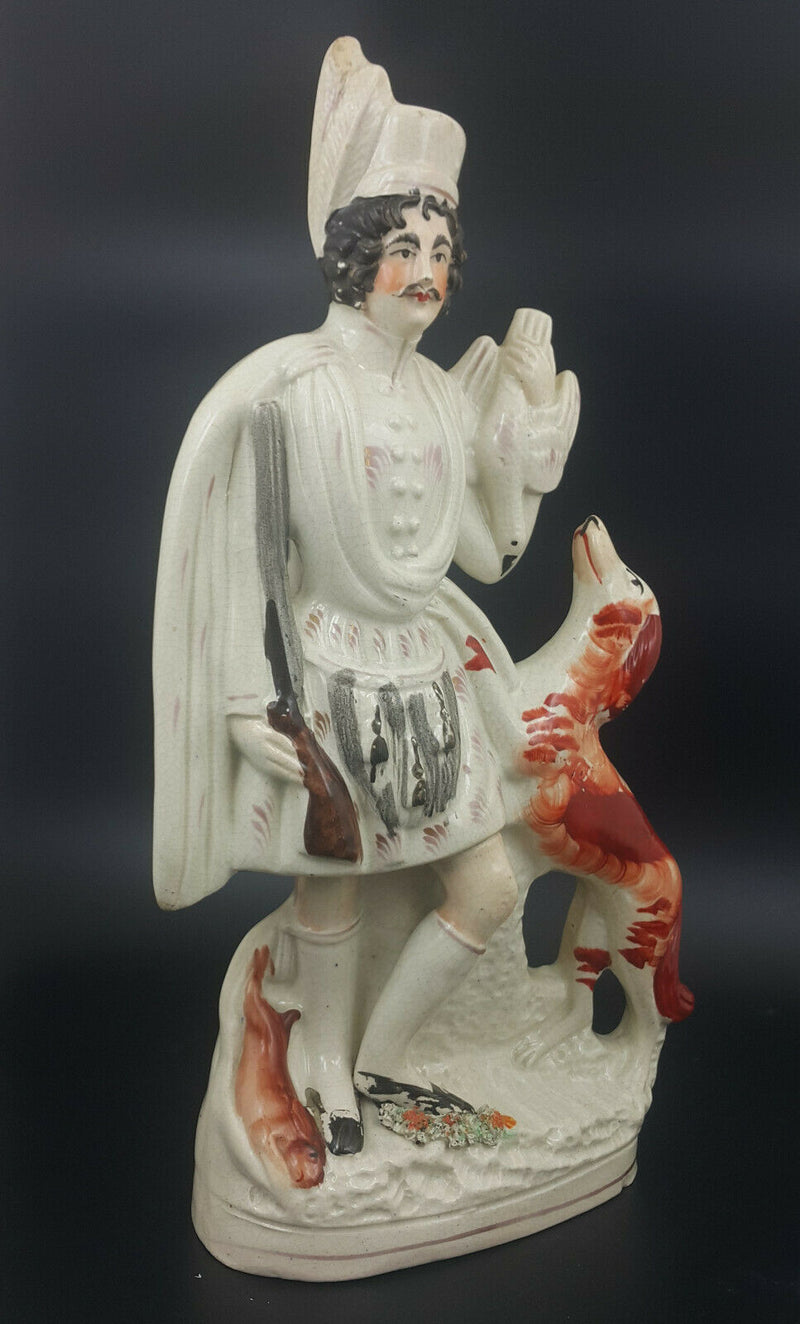 Staffordshire Figurine Man Hunting With Dog - Damaged