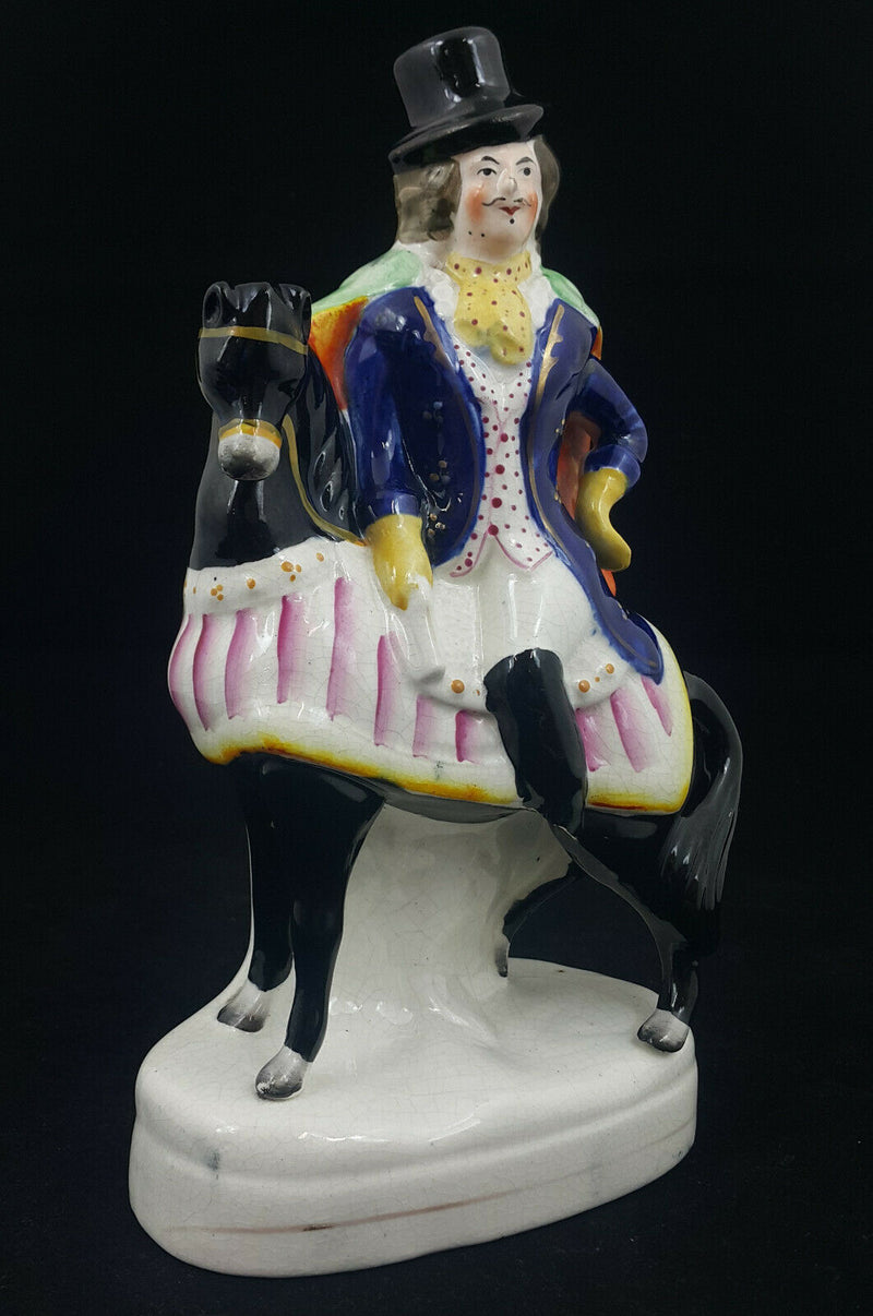 Staffordshire Figurine Dick Turpin on A Black Horse - Damaged