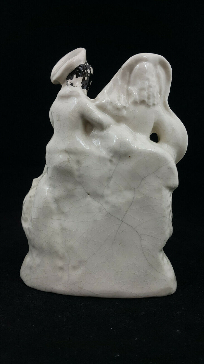 Staffordshire Flatback Figurine Loving Couple & Dog
