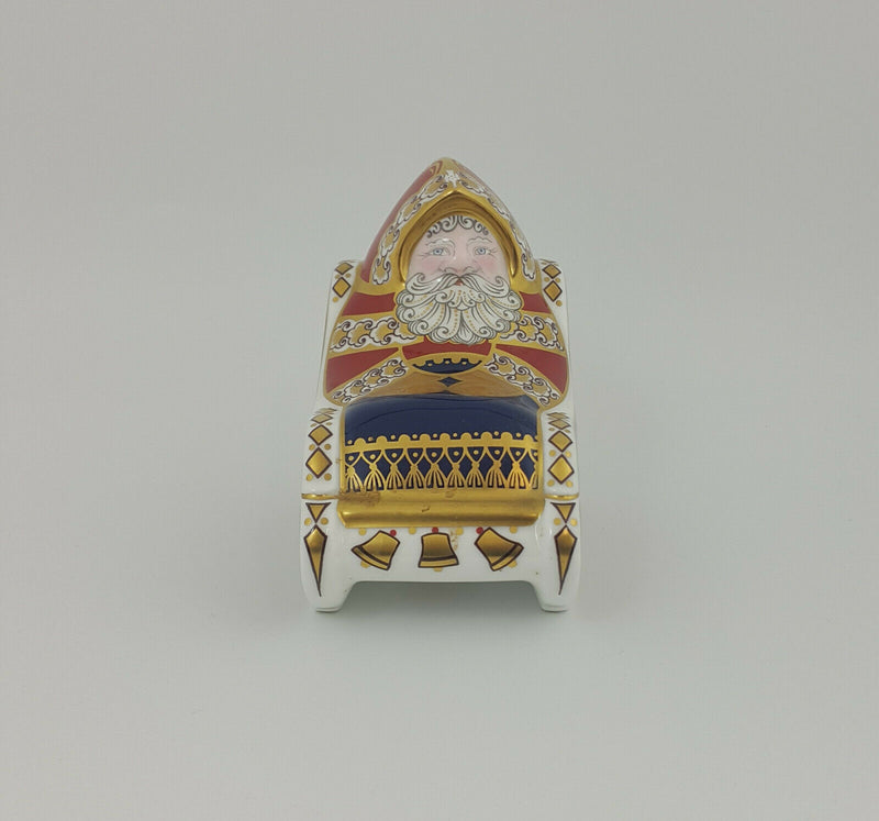 Royal Crown Derby Santa & Sleigh Paperweight - Gold Stopper