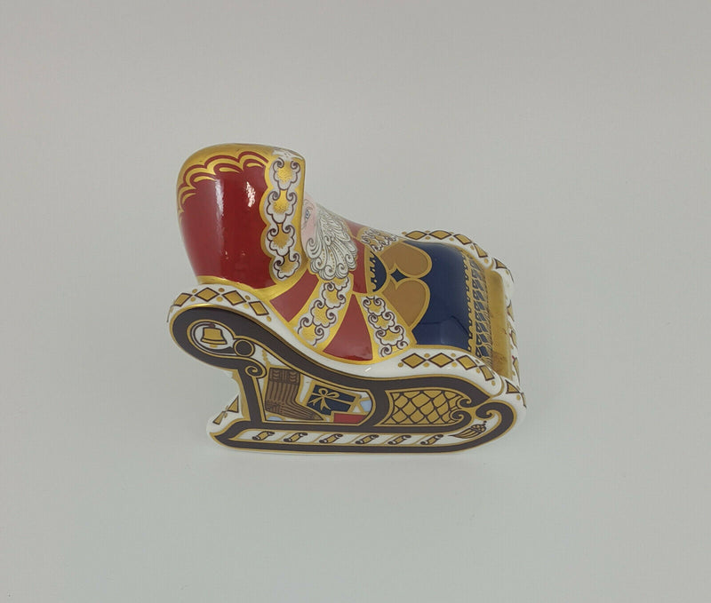 Royal Crown Derby Santa & Sleigh Paperweight - Gold Stopper