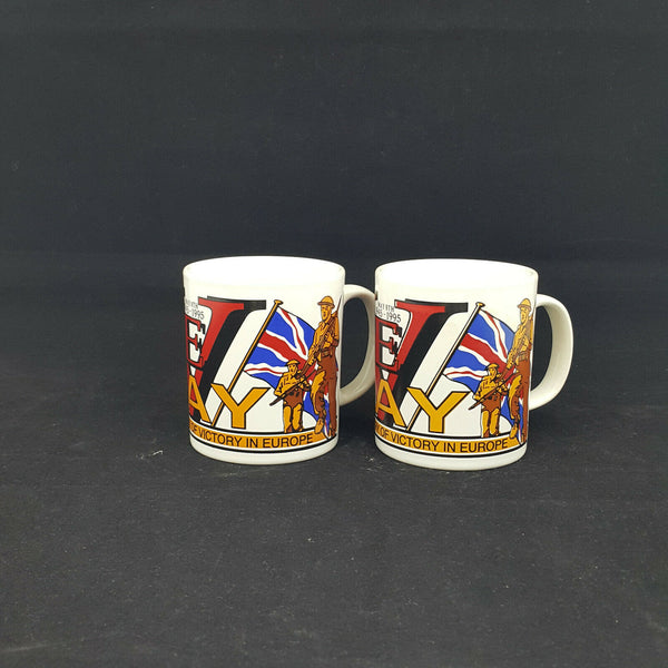 Staffordshire Kilncraft Victory in Europe Commemorative Mug 1945-1995 -Pair of 2