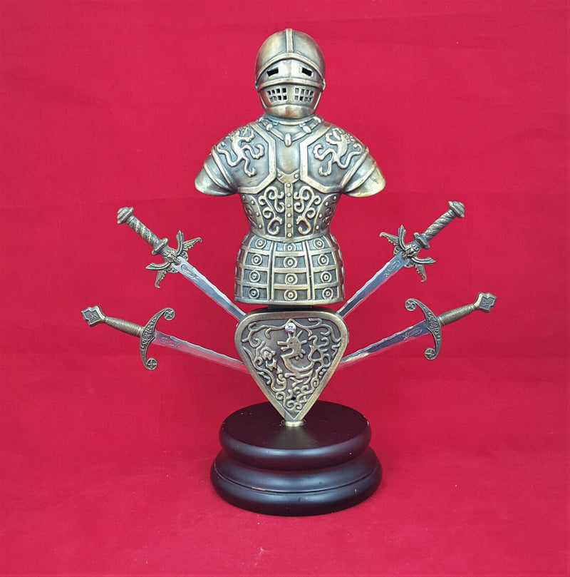 Brass Cast Model of a Suit of Armour with Four Swords - 1.4KG