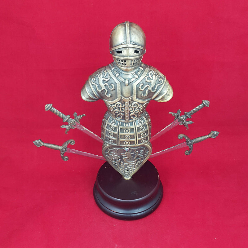 Brass Cast Model of a Suit of Armour with Four Swords - 1.4KG