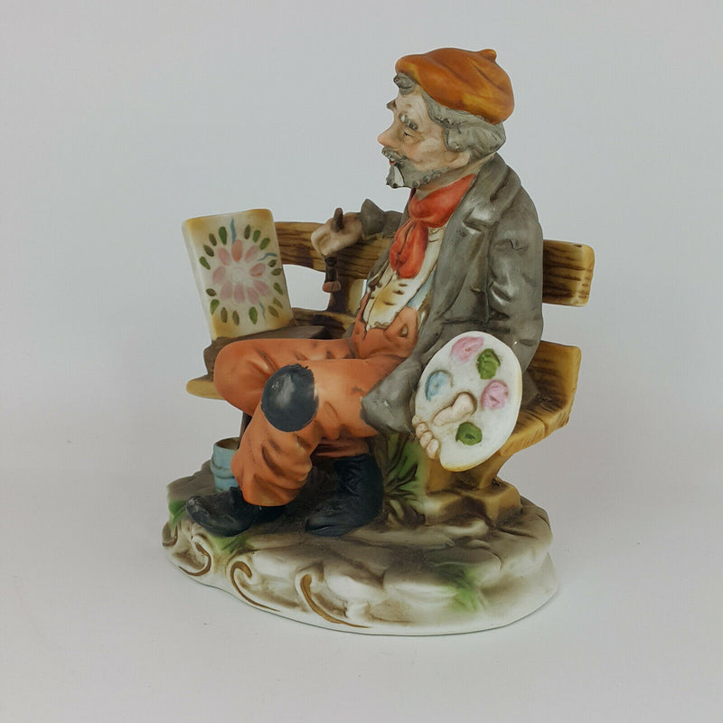 Capodimonte - Tramp sitting on Bench and Painting (small chips) - 0156 CDT