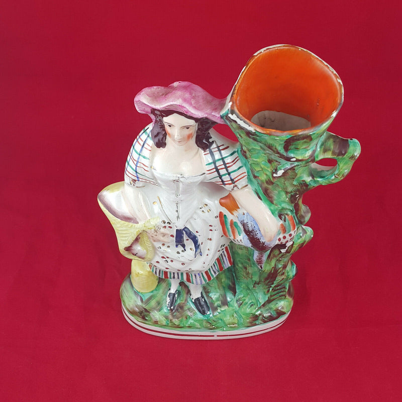 Staffordshire Spill Vase - Girl With Rabbit in Basket (≈1 Kg) - 527 STR