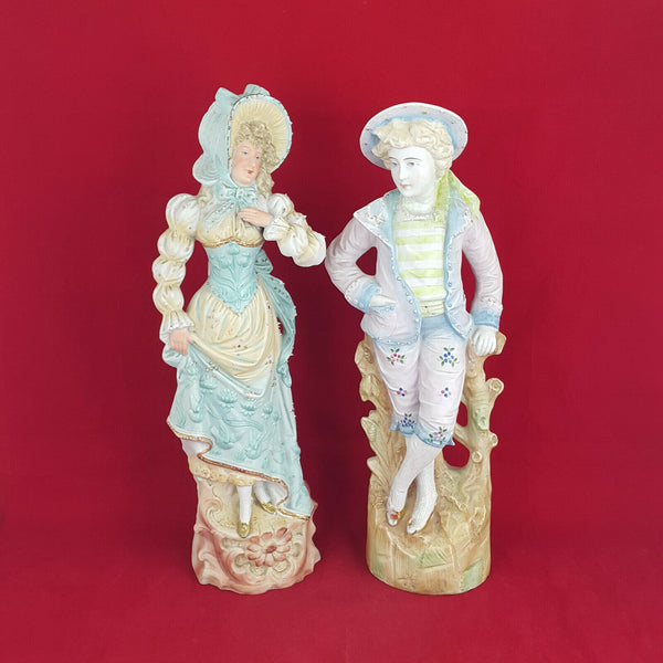 Vion & Baury German Bisque Figurines - Victorian Lady & Tall Boy - OA 760