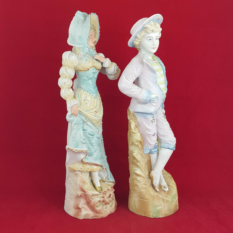 Vion & Baury German Bisque Figurines - Victorian Lady & Tall Boy - OA 760