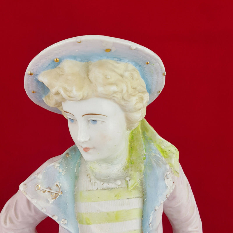 Vion & Baury German Bisque Figurines - Victorian Lady & Tall Boy - OA 760