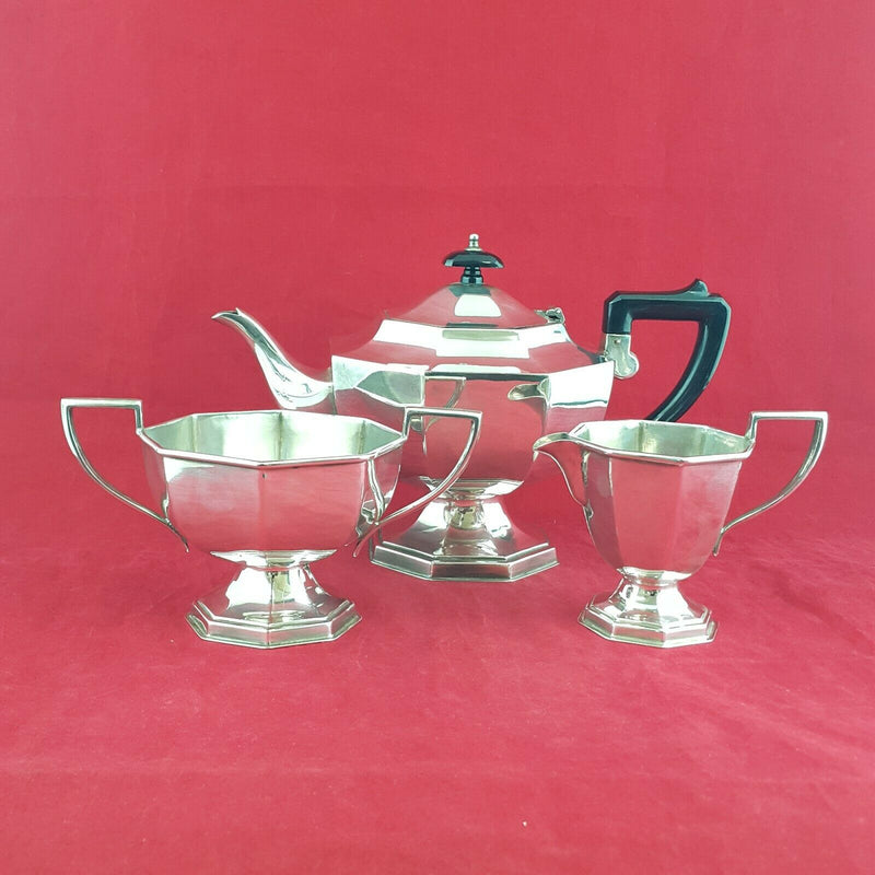 Set Of Silver Plated Tea Pot With Milk Jug & Sugar Bowl - 6000 NA