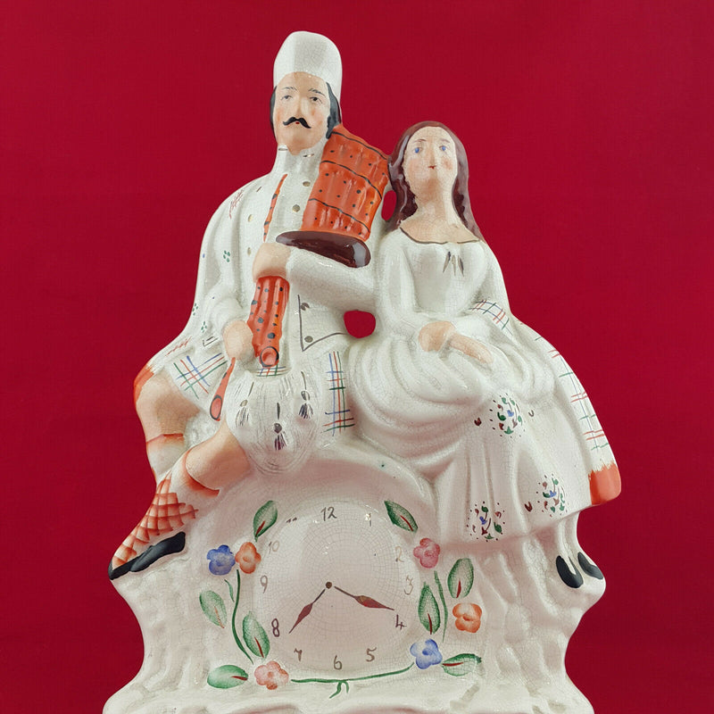 Staffordshire Scottish Wedding Couple Clock Flat-Back Figure - STR 897