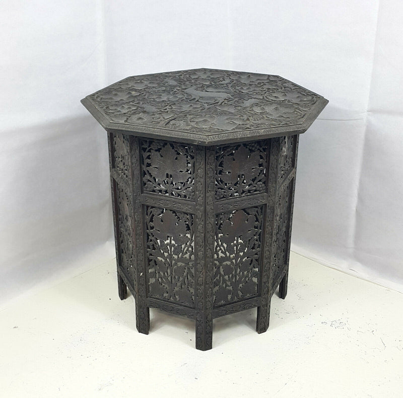 19th Century Harwood Carved Octagonal Side Table - Large - F23