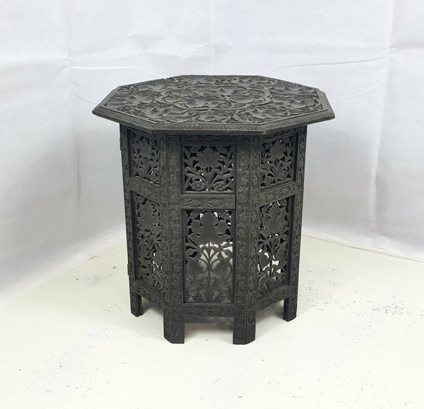 19th Century Harwood Carved Octagonal Side Table - Small - F30