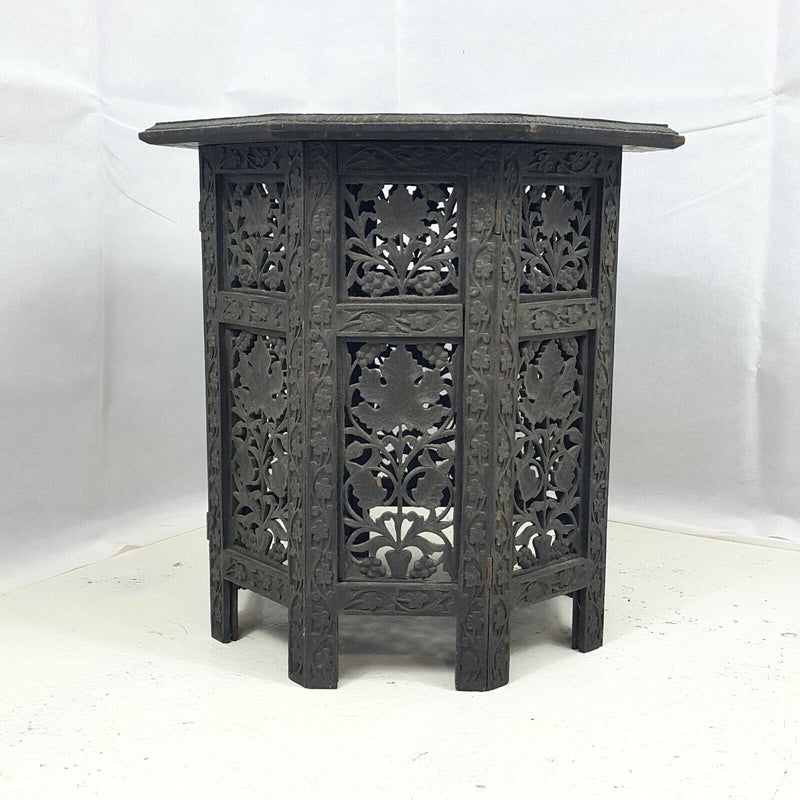 19th Century Harwood Carved Octagonal Side Table - Small - F30
