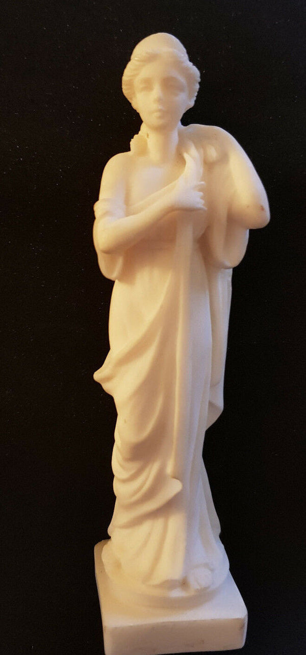 Vintage White Figurine Beautiful Young Maiden