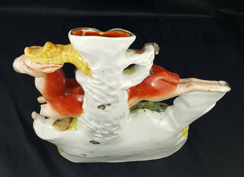 Staffordshire Figurine Stag & Hound Spill Vase - Broken